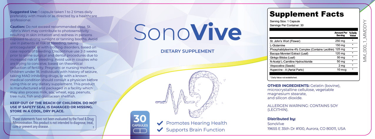SonoVive supplement facts