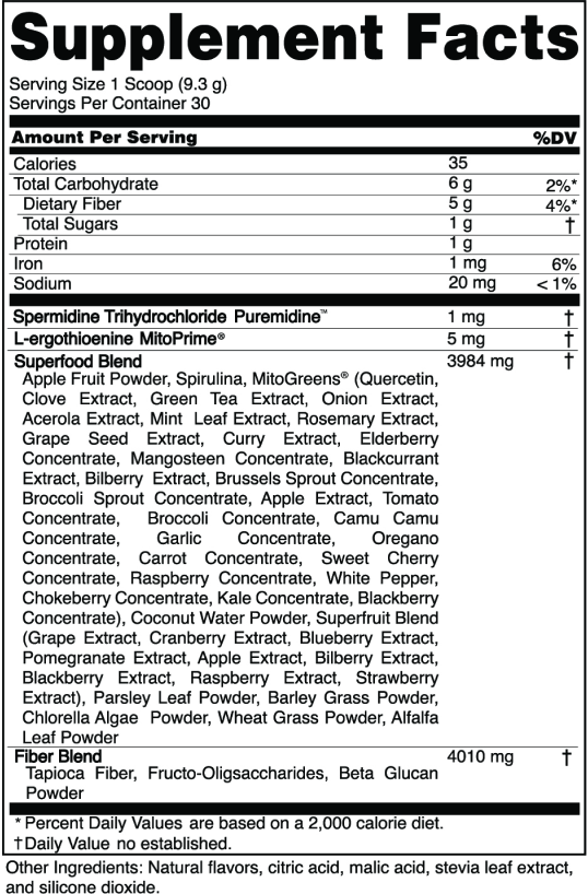 Advanced Bionutritionals Pep Tonic Supplrment facts