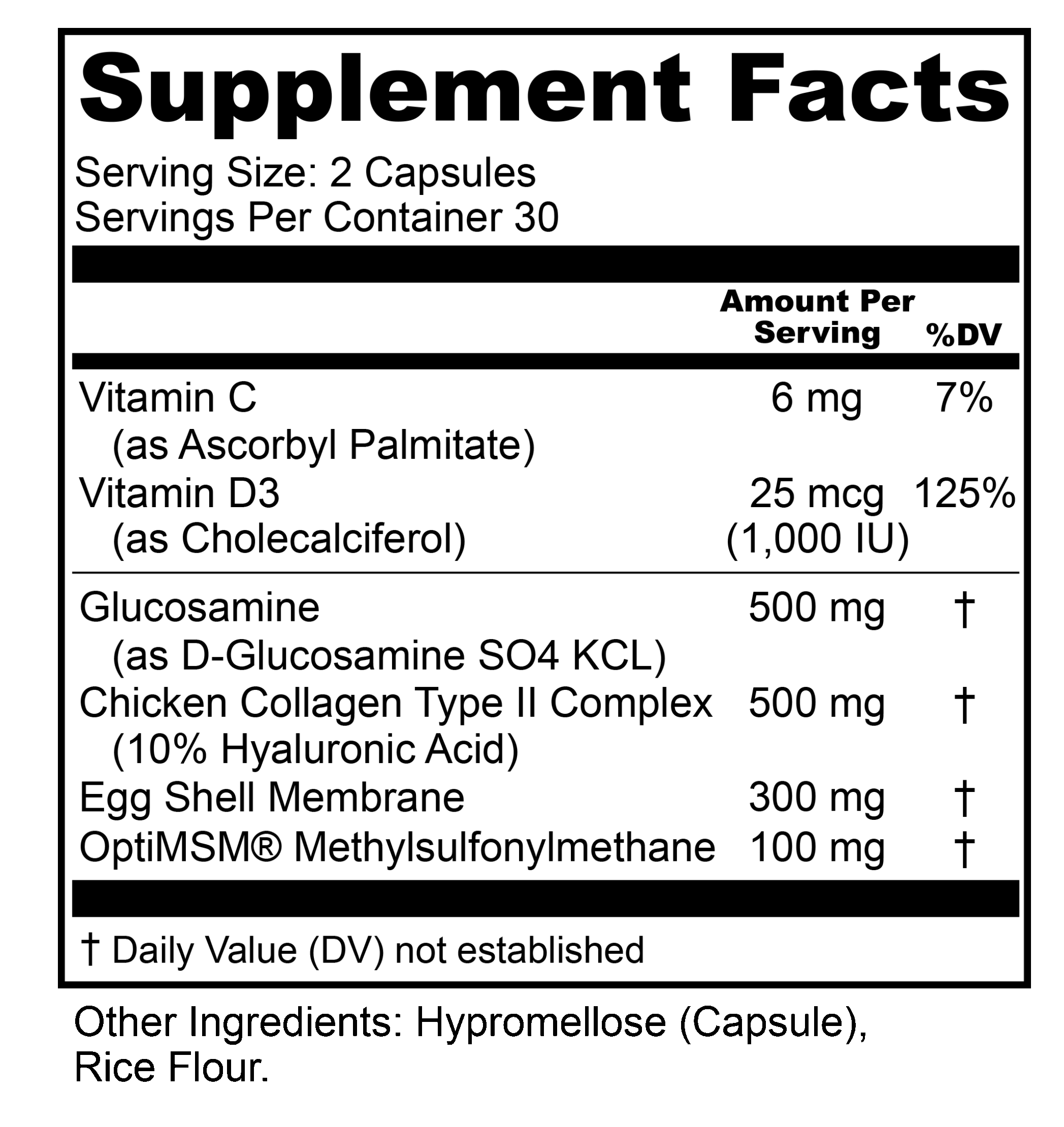 Cartilage Revive + Supplement Facts