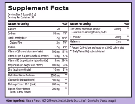DeepSleep Bliss Supplement Facts