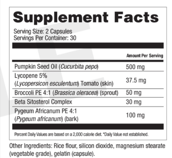 TitanFlow Prostate Supplement facts