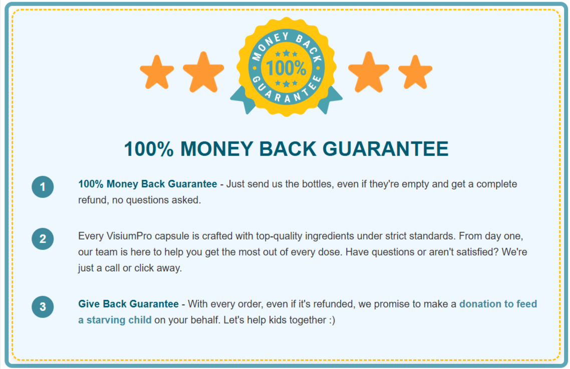 VisiumPro Money Back