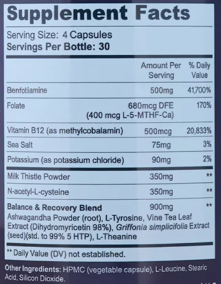 Cloud9 Daily Restore Supplement Facts