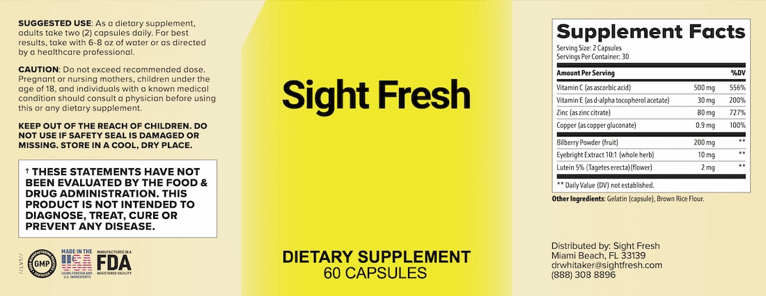 Sight Fresh Supplement Facts