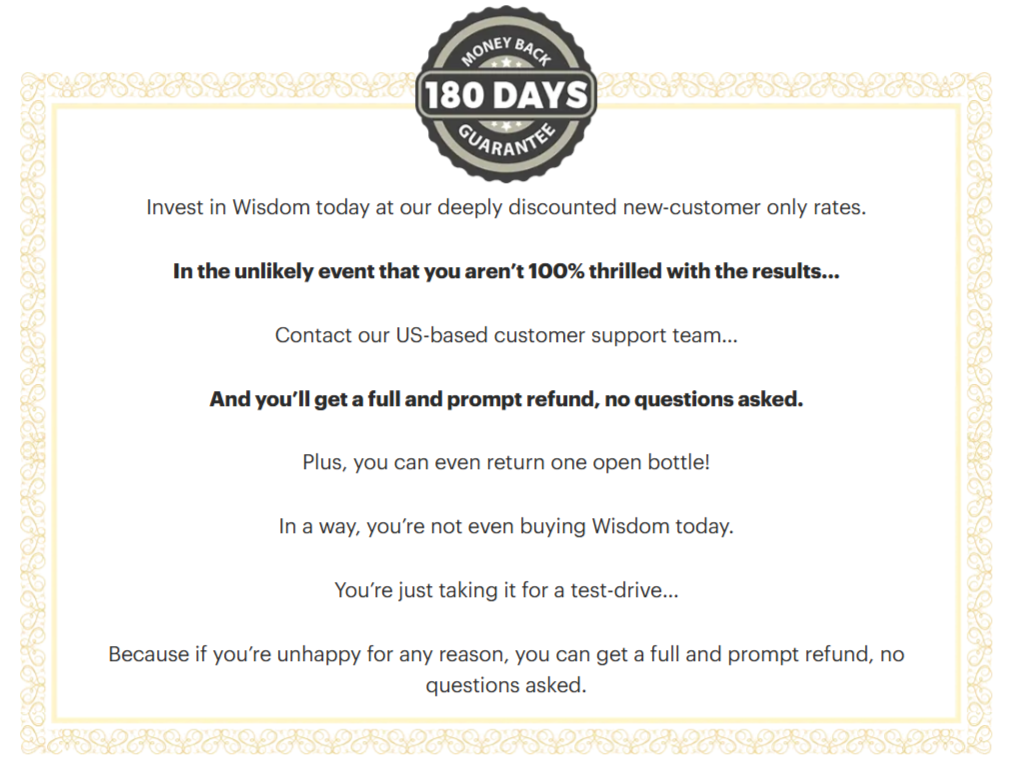 Wisdom Bible Based Herbal Supplement money back guarante