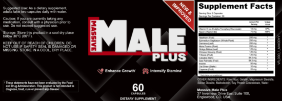 Massive Male Plus Ingredients