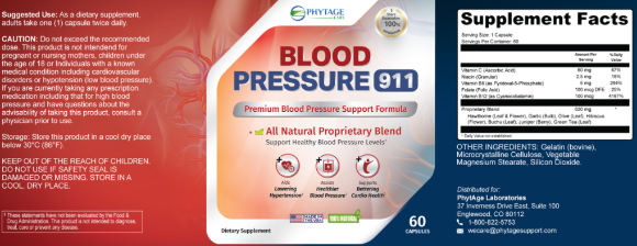 Phytage Labs Blood Pressure 911 Supplement
