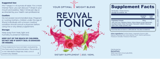 Revival Tonic Ingredients