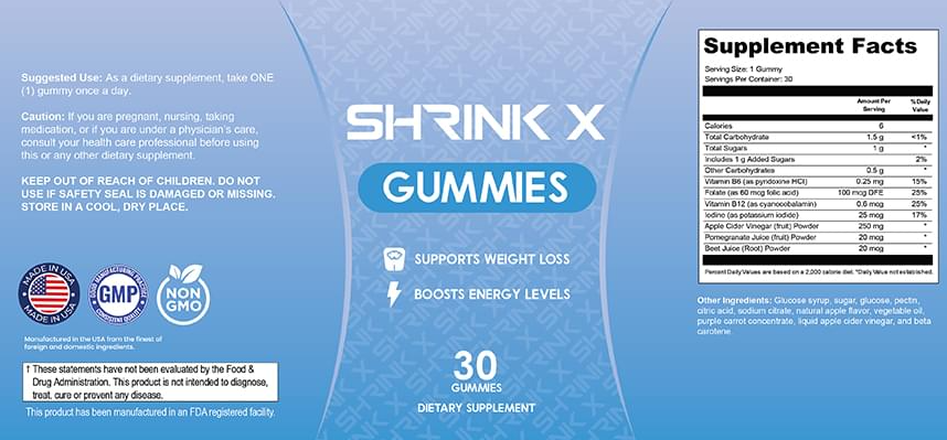 Shrink X Gummies Ingredients