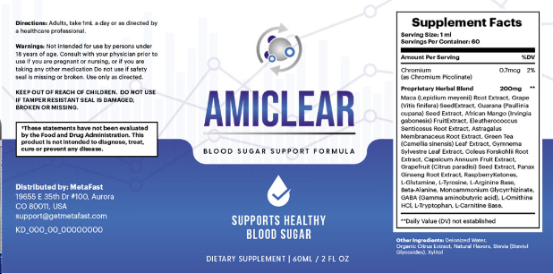 Amiclear Supplement Facts