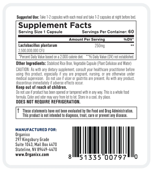 Organixx Probiotixx+ Ingredients