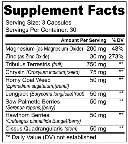 Ultra Vitality Booster Ingredients