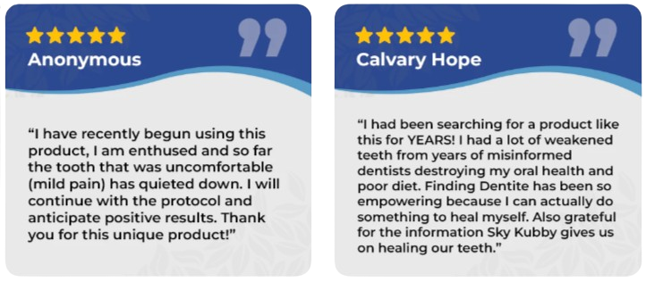 Dentite Cavity Healing Tooth Armor customer reviews
