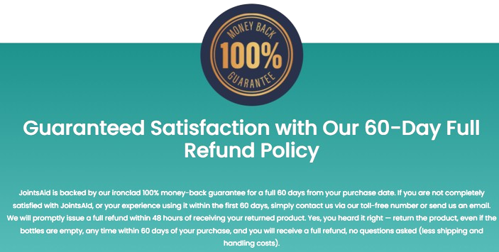 JointsAid money back guarantee