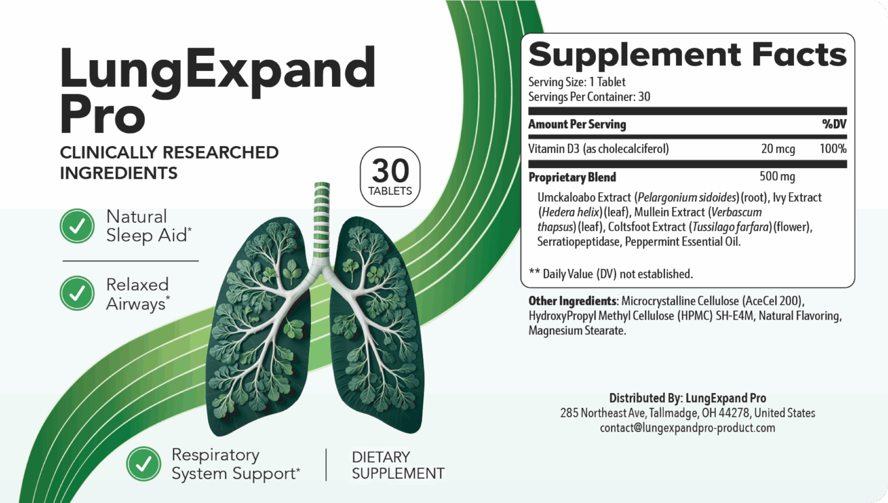 LungExpand Pro Supplement Facts