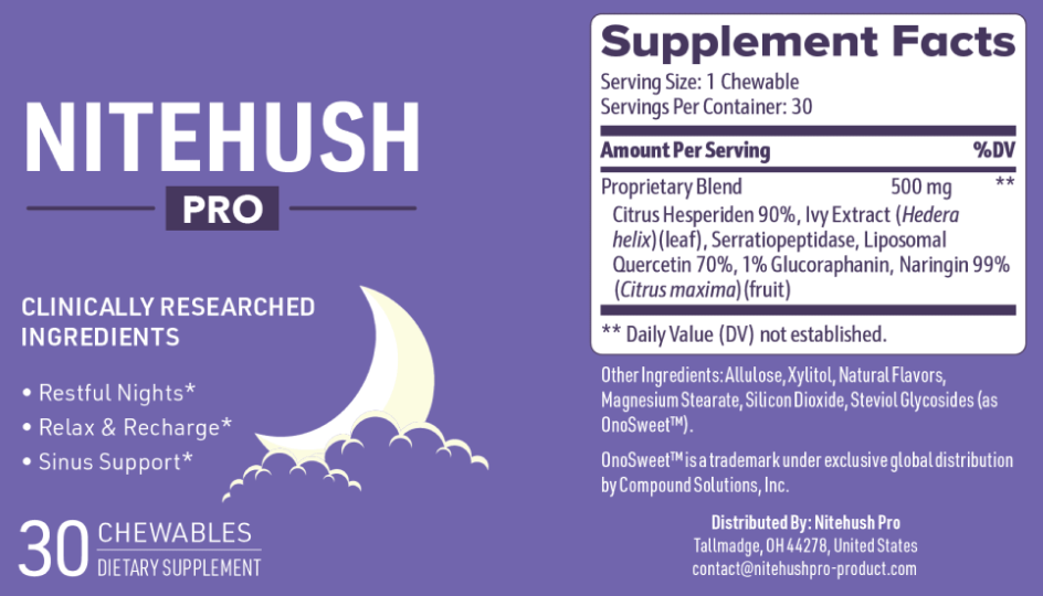 NiteHush Pro Supplement Facts