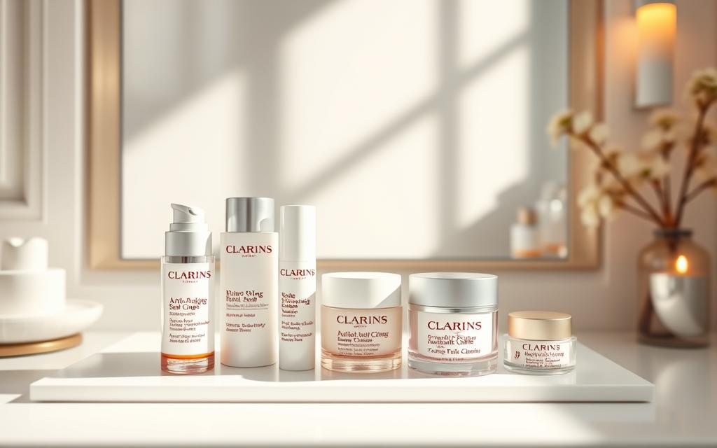 Clarins anti-aging skincare routine