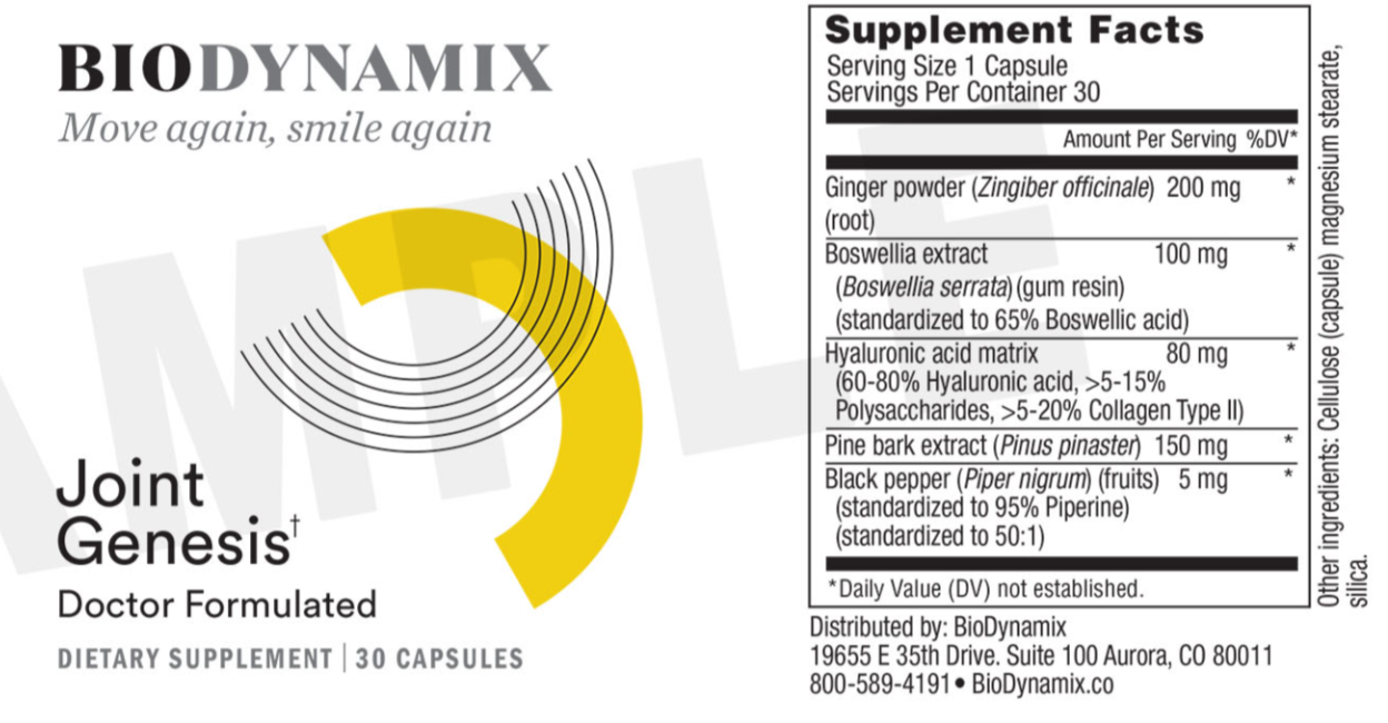 Joint Genesis supplement facts