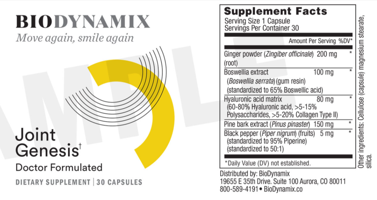 Joint Genesis supplement facts