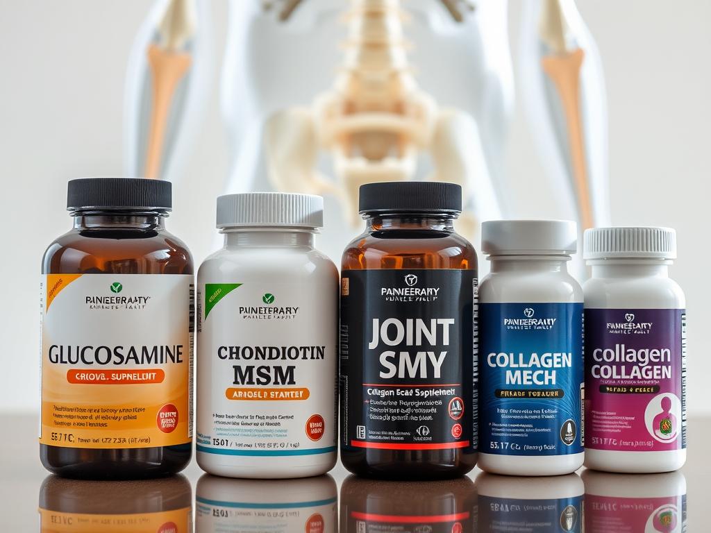 Joint health supplements including glucosamine, chondroitin, and collagen