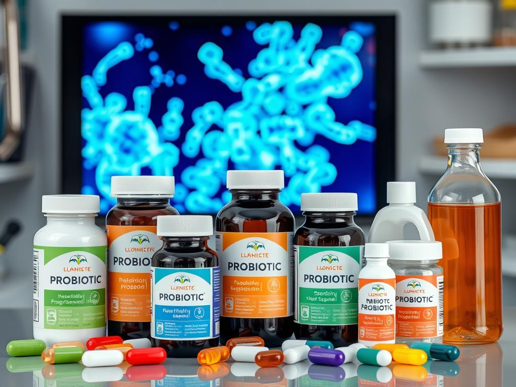 Probiotic supplements for gut health in various forms