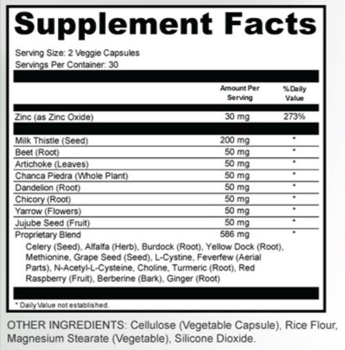 Urgent Liver 911 supplement facts