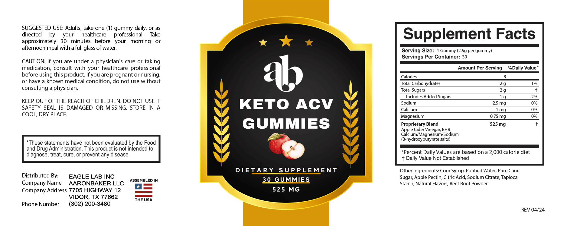 AB Keto ACV Gummies Suppelemnet facts