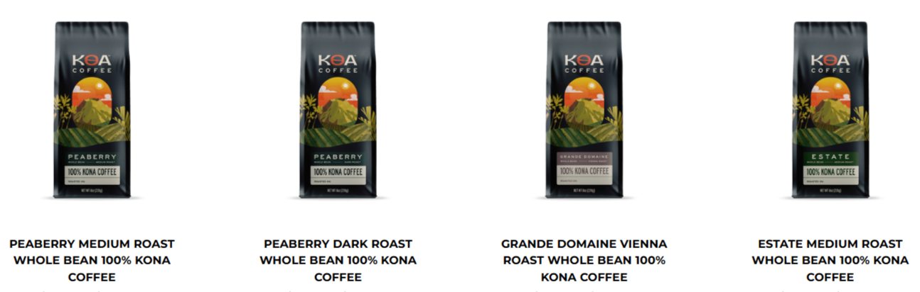 Koa Coffee products