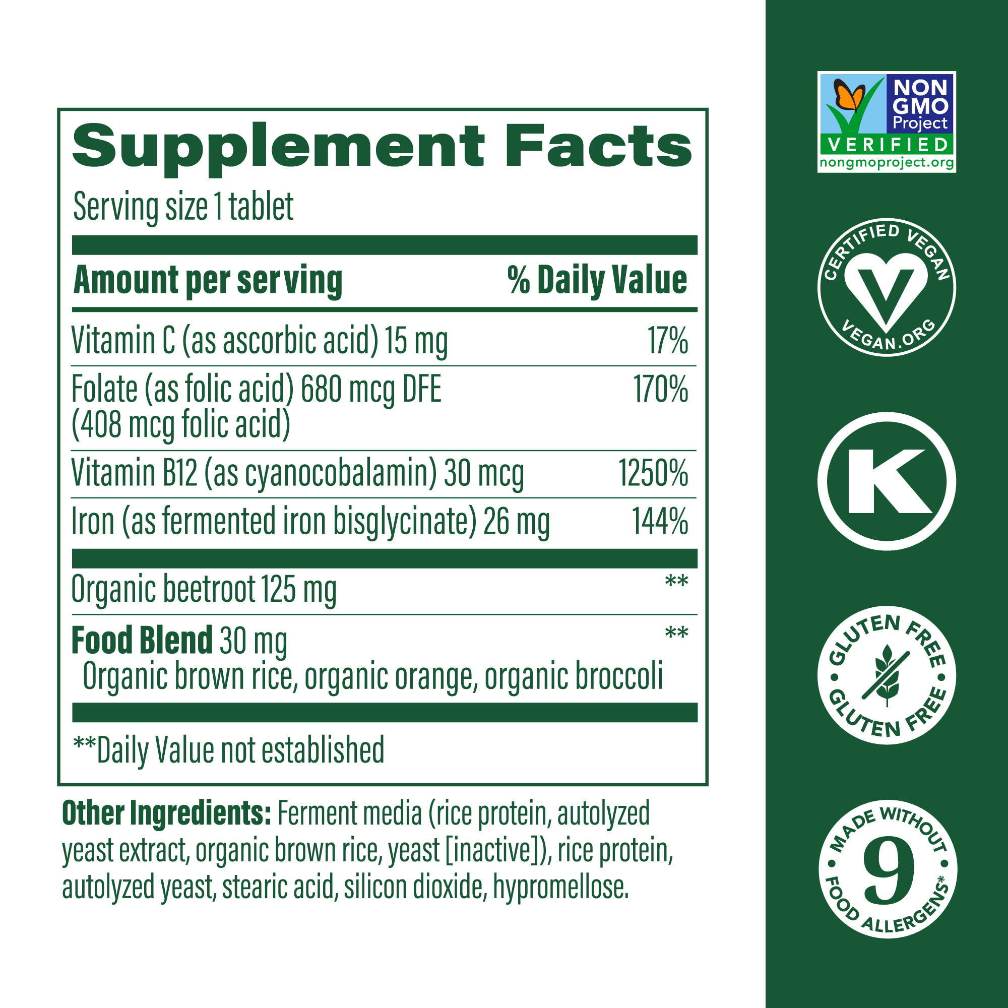 MegaFood Blood Builder-Supplement-Facts