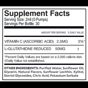 Purality Health Nano Liposomal Glutathione-Supplement-Facts