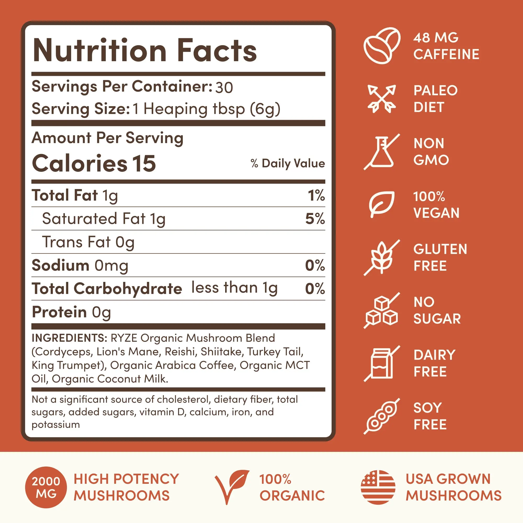 RYZE Superfoods Supplement Facts