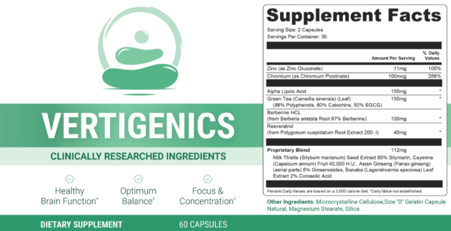 Vertigenics supplement facts