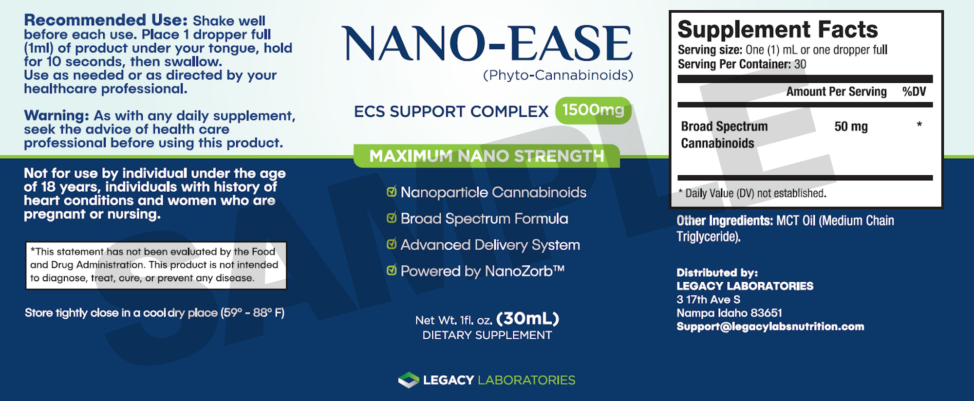 Nano-Ease supplement facts