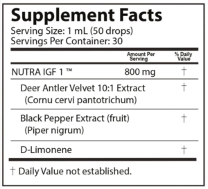 Nutra IGF+-Supplement-Facts